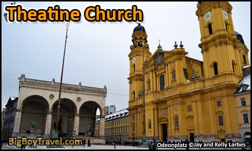 Free Munich Walking Tour Map Old Town - Odeonplatz Square Theatine Church Yellow Theatinerkirche