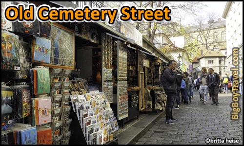 Free Prague Jewish Quarter Walking Tour Map Kosher Josefov - old cemetery street souvenirs shopping stalls