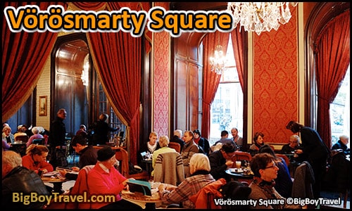 free budapest walking tour map central pest monuments - Vorosmarty Square Gerbeaud Cafe